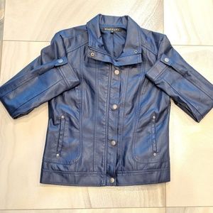 Navy/Blue Faux Leather Jacket